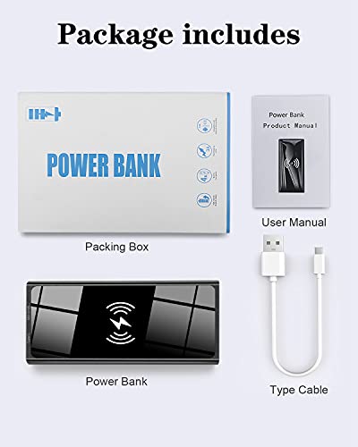 Wireless Portable Charger, 22.5W PD20W QC3.0 15W Fast Charging 10000mAh Power Bank LED Display, External Battery Pack, 2 Inputs and 4 Outputs(Qi & USB C) for iPhone Samsung Huawei iPad Headset etc