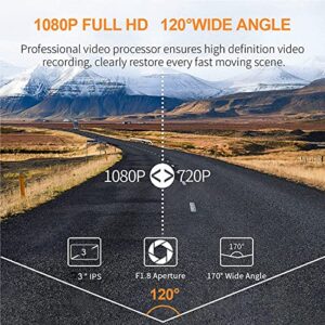 ANGEL CASE Dash Cam,【2022 New Version】 1080P Full HD Dash Camera for Cars Front with 3-Inch LCD Screen, 170°Wide Angle, WDR, G-Sensor, Loop Recording, Parking Monitor, Motion Detection