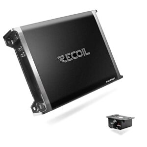 recoil red600-1 1320 watts class-d car audio mono-block subwoofer amplifier, 1 ohm stable, remote bass knob included