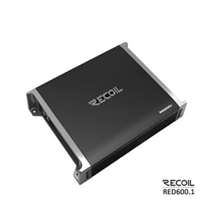 Recoil RED600-1 1320 Watts Class-D Car Audio Mono-Block Subwoofer Amplifier, 1 Ohm Stable, Remote Bass Knob Included