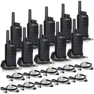 retevis nr10 2 way radio with earpiece,ai noise canceling two way radio,vox hands-free,1200mah battery,usb charging base, heavy duty walkie talkies for church security noisy environment(10 pack)