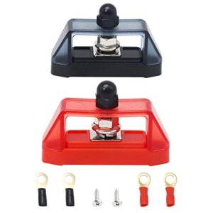 RECOIL S1P-516 Busbar Single 5/16” Studs Power Distribution Block with Ring Terminals Pair Red & Black