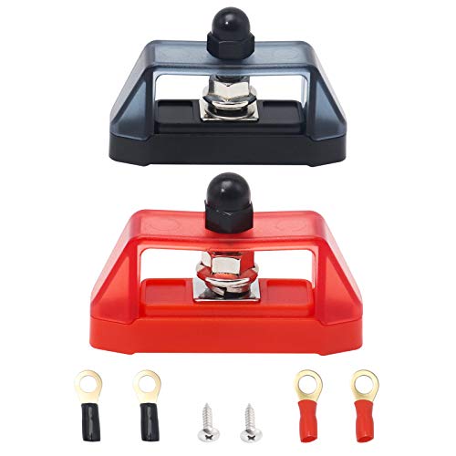 RECOIL S1P-516 Busbar Single 5/16” Studs Power Distribution Block with Ring Terminals Pair Red & Black