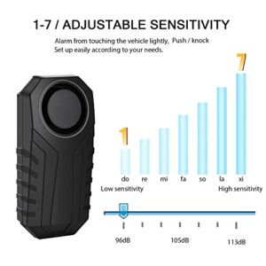 NineLeaf Bike Alarm with Remote, Wireless Vibration Anti-Theft Bicycle Alarm Burglar Cycling Security Alarm for Motorcycle Car Scooter, 113db Super Loud and IP55 Waterproof, Volume Adjustable