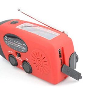 【Aivica-088】 NOAA Weather Radio Emergency Radio Solar, Hand Crank, Micro USB Charge AM/FM/NOAA Radio 3 LED Flashlight 2000mAh Smart Phone Charger Power Bank(Red)（red）