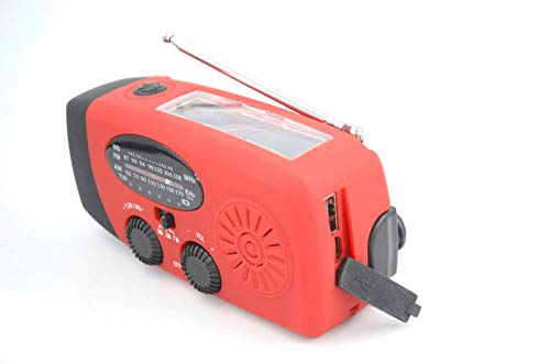 【Aivica-088】 NOAA Weather Radio Emergency Radio Solar, Hand Crank, Micro USB Charge AM/FM/NOAA Radio 3 LED Flashlight 2000mAh Smart Phone Charger Power Bank(Red)（red）