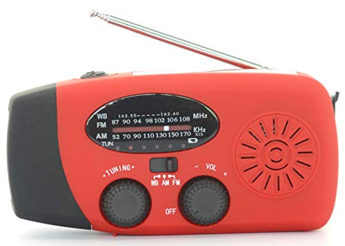 【Aivica-088】 NOAA Weather Radio Emergency Radio Solar, Hand Crank, Micro USB Charge AM/FM/NOAA Radio 3 LED Flashlight 2000mAh Smart Phone Charger Power Bank(Red)（red）