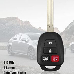 Key Fob for Toyota Corolla 2014-2019 for Toyota Camry 2014-2017 for Toyota Tacoma 2016-2018 4-Button Keyless Entry Remote Control Car Key Fob, FCC ID HYQ12BDM, HYQ12BEL2, Replace 89070-02880 H