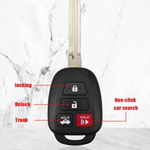 Key Fob for Toyota Corolla 2014-2019 for Toyota Camry 2014-2017 for Toyota Tacoma 2016-2018 4-Button Keyless Entry Remote Control Car Key Fob, FCC ID HYQ12BDM, HYQ12BEL2, Replace 89070-02880 H
