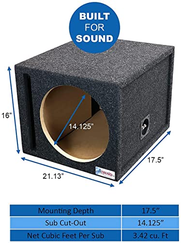 Bbox Single Vented 15 Inch Subwoofer Enclosure - SPL Audio Tuned Single Vented Car Subwoofer Boxes & Enclosures - Premium Subwoofer Box Improves Audio Quality, Sound & Bass - Nickel Finish Terminals