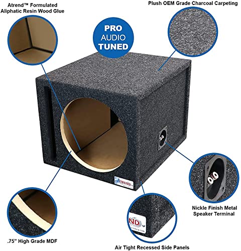 Bbox Single Vented 15 Inch Subwoofer Enclosure - SPL Audio Tuned Single Vented Car Subwoofer Boxes & Enclosures - Premium Subwoofer Box Improves Audio Quality, Sound & Bass - Nickel Finish Terminals