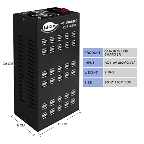 USB Charging Station, Cinlinso 60 Port 300W/60A,Intelligent Protection,MultiPort USB Charger Station for Smartphone Tablets Watch and More