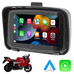 iying wireless carplay wireless android auto touchscreen for motorcycle, waterproof 5 inch touch screen device gps navigation via carplay/android auto for motorbike, dual bluetooth