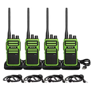 retevis rb17a long range walkie talkies, gmrs 5w high power 2 way radios with earpiece and mic, rugged, durable, for jobsite construction industrial(green,4 pack)