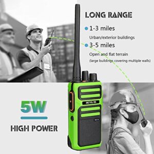 Retevis RB17A Long Range Walkie Talkies, GMRS 5W High Power 2 Way Radios with Earpiece and Mic, Rugged, Durable, for Jobsite Construction Industrial(Green,4 Pack)