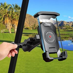 roykaw golf cart phone mount holder for ezgo/club car/yamaha/icon/advanced ev models, upgrade quick release & one-touch lock, compatible with iphone/galaxy/google pixel/motorola/all 4.7″-6.8″ devices