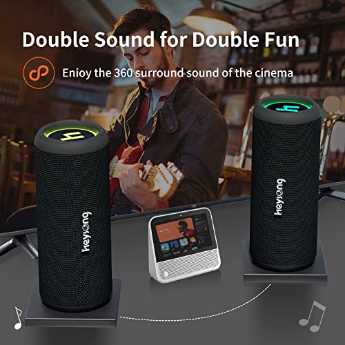 HEYSONG Waterproof Bluetooth Speaker, Portable Wireless Outdoor Speakers with 20W Loud Stereo Sound, Good Bass, IPX6 Speaker for Pool, Shower, Kayak, Beach Accessories, Gifts for Men Women