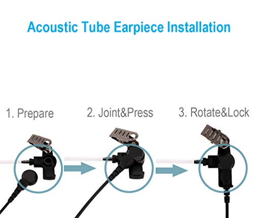 Single Wire Earpiece with Reinforced Cable for Motorola Radios XPR3300 XPR3500 XPR3300e XPR3500e (XPR 3300 3500 3300e 3500e Series), Acoustic Tube Headset, Compact PTT/Mic, Clear Audio Transmission