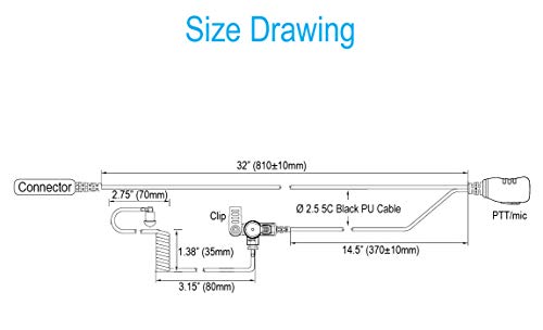 Single Wire Earpiece with Reinforced Cable for Motorola Radios XPR3300 XPR3500 XPR3300e XPR3500e (XPR 3300 3500 3300e 3500e Series), Acoustic Tube Headset, Compact PTT/Mic, Clear Audio Transmission