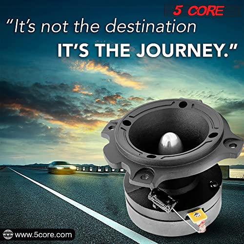 5 CORE The 2 Pieces Black 3.5 Inch Super Tweeter, 4 Ohm, 600 Watts Peak, 105 dB Bullet, 1 in Superior Voice Coil, Pro Bullet Tweeters for Car (Pair) TW Bullet 180 2PCS