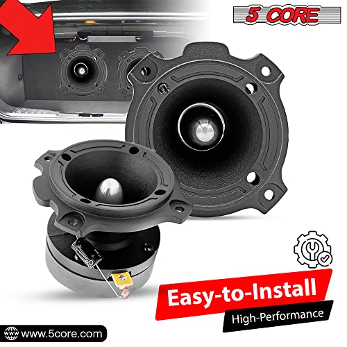 5 CORE The 2 Pieces Black 3.5 Inch Super Tweeter, 4 Ohm, 600 Watts Peak, 105 dB Bullet, 1 in Superior Voice Coil, Pro Bullet Tweeters for Car (Pair) TW Bullet 180 2PCS