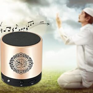 Ramadan Portable Digital Quran Speaker, Anlising Quran Speaker MP3 Player with Remote Control, Quran Translator, USB Rechargeable, 8GB FM Radio, Over 18 Reciters and 15 Translations Available(Gold)
