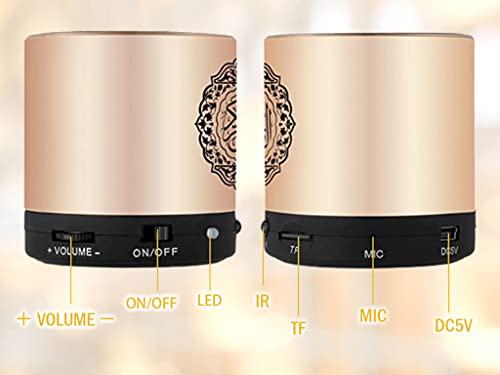 Ramadan Portable Digital Quran Speaker, Anlising Quran Speaker MP3 Player with Remote Control, Quran Translator, USB Rechargeable, 8GB FM Radio, Over 18 Reciters and 15 Translations Available(Gold)