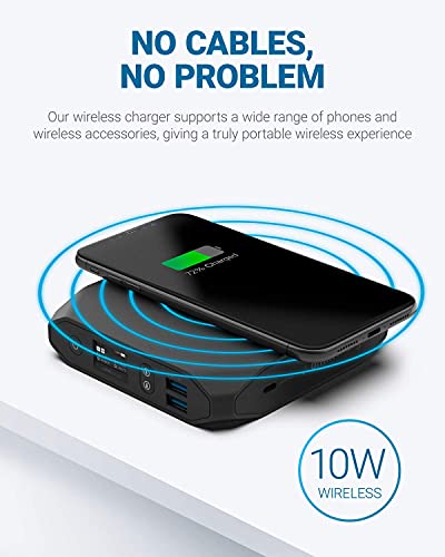 Omni 20c+ 100W USB-C/Wireless Charging (No AC Outlet) Portable Power Bank with USB Hub | Battery Pack for Laptops, Cameras, Tablets, Smartphones, iPhone, Wacom MobileStudio Pro and Other Smart Devices