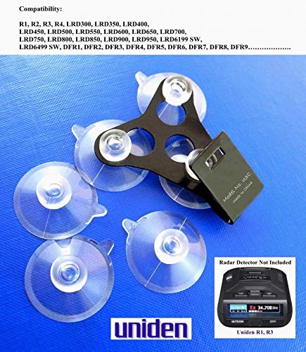 U3C Improved Windshield Mount Bracket with 6 Clear Suction Cups for R1 R3 & Most Uniden Radar Detectors