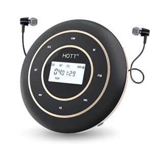 HOTT C105 Portable CD Player with HiFi Bluetooth 5.0 and FM Transmitter,Rechargeable 1800mAh with Touch Vibration Button and 2.1" LCD Screen Aux for Car Audio Radio and Home Wireless Headset Speaker