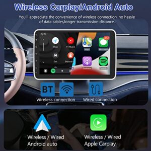 Android 11 Single Din Car Stereo with Wireless Apple Carplay Android Auto, 10.1 Inch HD Touchscreen Car Radio Audio with GPS Navigation, Bluetooth, Subw, WiFi, USB, SWC, HiFi, FM+Backup Camera