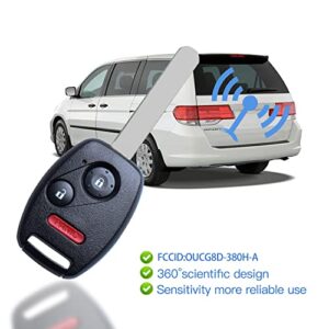 Car Remote Control Uncut Ignition Chip Key Keyless Entry fit for 2005-2010 Honda Odyssey/2006-2014 Ridgeline (OUCG8D-380H-A) 1 Pack