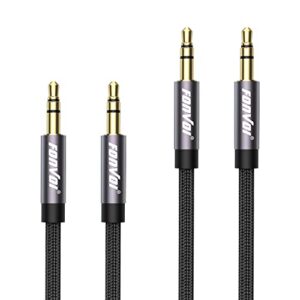 fonvoi 2 pack aux cable(4ft,1.2m), braided 3.5mm audio aux cord for car,3.5mm male to male stereo cable, compatible with:headphones, phones, ipod,car audio,mp3 and more