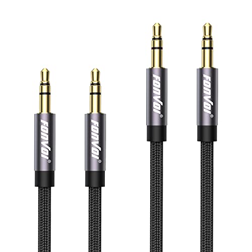 FONVOi 2 Pack AUX Cable(4FT,1.2M), Braided 3.5mm Audio AUX Cord for Car,3.5mm Male to Male Stereo Cable, Compatible with:Headphones, Phones, iPod,Car Audio,MP3 and More