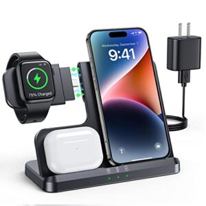 lk wireless charging station 3 in 1 wireless charger stand docking station compatible for iphone 14/13/12/11 pro max/xr/xs/8, airpods pro/3/2, apple watch ultra/8/se/7/6/5/4