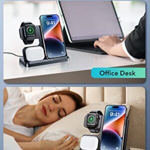 LK Wireless Charging Station 3 in 1 Wireless Charger Stand Docking Station Compatible for iPhone 14/13/12/11 Pro Max/XR/XS/8, AirPods Pro/3/2, Apple Watch Ultra/8/SE/7/6/5/4