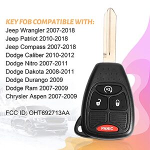 Tyranway Fits for Keyless Entry Remote Key Fob Jeep Wrangler 07-18/Compass 07-18/Patriot 10-18/Dodge Ram 07-09 /Durango 2009 /Caliber 10-12 /Nitro 07-11/Chrysler Aspen 07-09 OHT692713AA