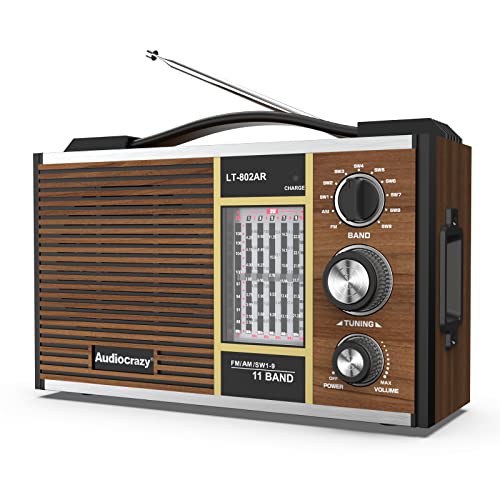 Portable Shortwave Radio AM/FM/SW1-9 Radio Transistor Radio AC or Battery Operated with Best Reception Big Speaker and Precise Tuning Knob with 3.5mm Earphone Jack