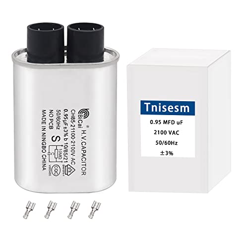 Tnisesm Microwave Capacitor 0.95uF 2100V, High Voltage Capacitor 1/4" Standard Terminal Connection Pin, Compatible with Whirlpool etc.