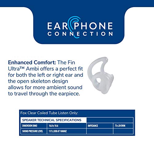 Radio Earpiece, 3.5mm Listen Only Coiled Acoustic Tube Earpiece by Earphone Connection, Fox EP1089SC, Compatible with Shoulder Speaker Microphones, Law Enforcement Police Patrol Privacy Surveillance