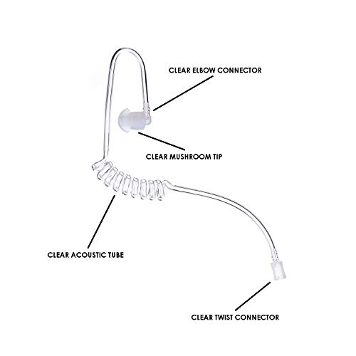 Radio Earpiece, 3.5mm Listen Only Coiled Acoustic Tube Earpiece by Earphone Connection, Fox EP1089SC, Compatible with Shoulder Speaker Microphones, Law Enforcement Police Patrol Privacy Surveillance