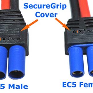 EC5 Male Connector to EC5 Female Connector with SecureGrip Cover and Silicone Rubber Insulated 10AWG Wires DC Power Cable