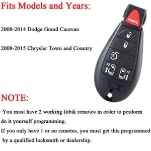 6 Button Key Fob Compatible for 2008-2015 Chrysler Town and Country,2008-2014 Dodge Grand Caravan Keyless Entry Remote Replacement for M3N5WY783X IYZ-C01C