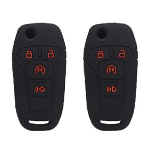 suitable for ford f150 f250 f350 4 button car silicone remote control key cover, auto parts, keyless entry remote control key box protective cover, 2 packs black