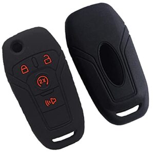 Suitable for Ford F150 F250 F350 4 Button Car Silicone Remote Control Key Cover, Auto Parts, Keyless Entry Remote Control Key Box Protective Cover, 2 Packs Black