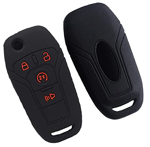 Suitable for Ford F150 F250 F350 4 Button Car Silicone Remote Control Key Cover, Auto Parts, Keyless Entry Remote Control Key Box Protective Cover, 2 Packs Black