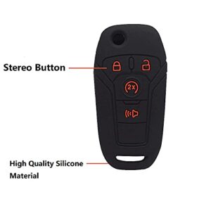 Suitable for Ford F150 F250 F350 4 Button Car Silicone Remote Control Key Cover, Auto Parts, Keyless Entry Remote Control Key Box Protective Cover, 2 Packs Black