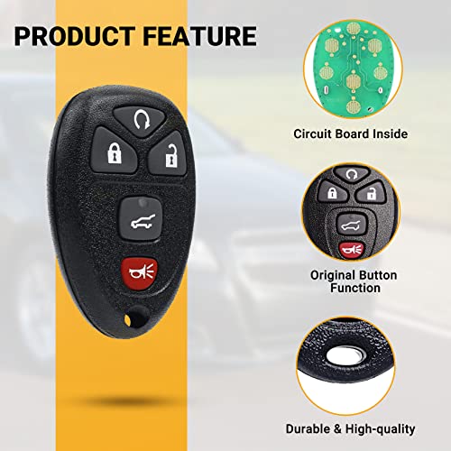 Car Key Fob Key Compatible with Chevrolet Chevy Traverse丨Suburban丨Tahoe丨GMC Acadia丨Yukon丨Buick Cadillac Keyless Entry Remote Clicker 5 Button with FCC OUC60270 OUC60221 15913415 (2 Packs)