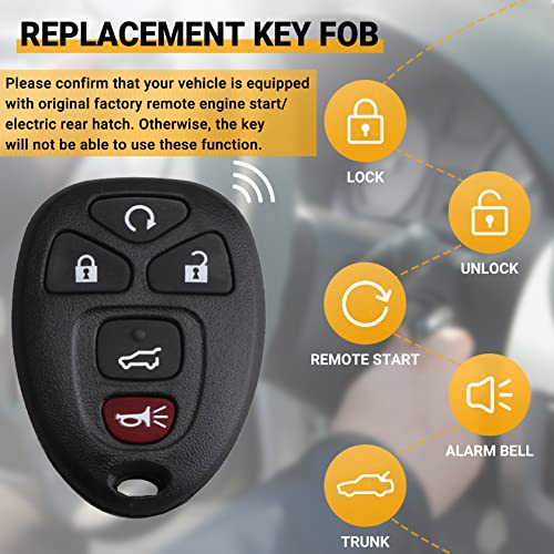 Car Key Fob Key Compatible with Chevrolet Chevy Traverse丨Suburban丨Tahoe丨GMC Acadia丨Yukon丨Buick Cadillac Keyless Entry Remote Clicker 5 Button with FCC OUC60270 OUC60221 15913415 (2 Packs)