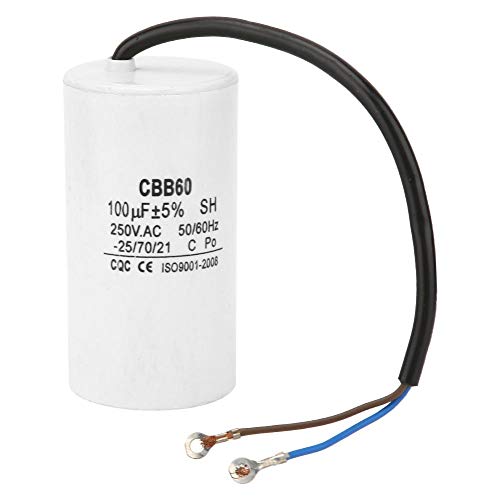 CBB60 Run Capacitor, AC CBB60 Capacitor 250V AC Capacitor 100uF Capacitor 50/60Hz Motor Run Capacitor with Wire Lead for Motor Air Compressor